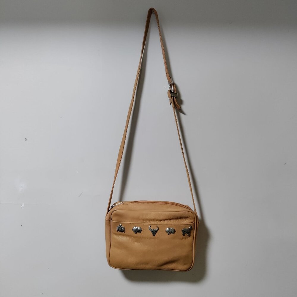 Vintage Andi Southwestern Cowgirl Native Leather Crossbody Bag Tan - Picture 2 of 14